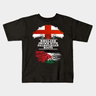 English Grown With Palestinian Roots - Gift for Palestinian With Roots From Palestine Kids T-Shirt